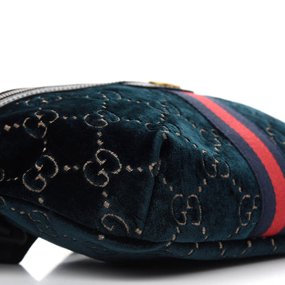 Gucci Velvet GG Monogram Web Belt Bag Blue Beige 8 of 9
