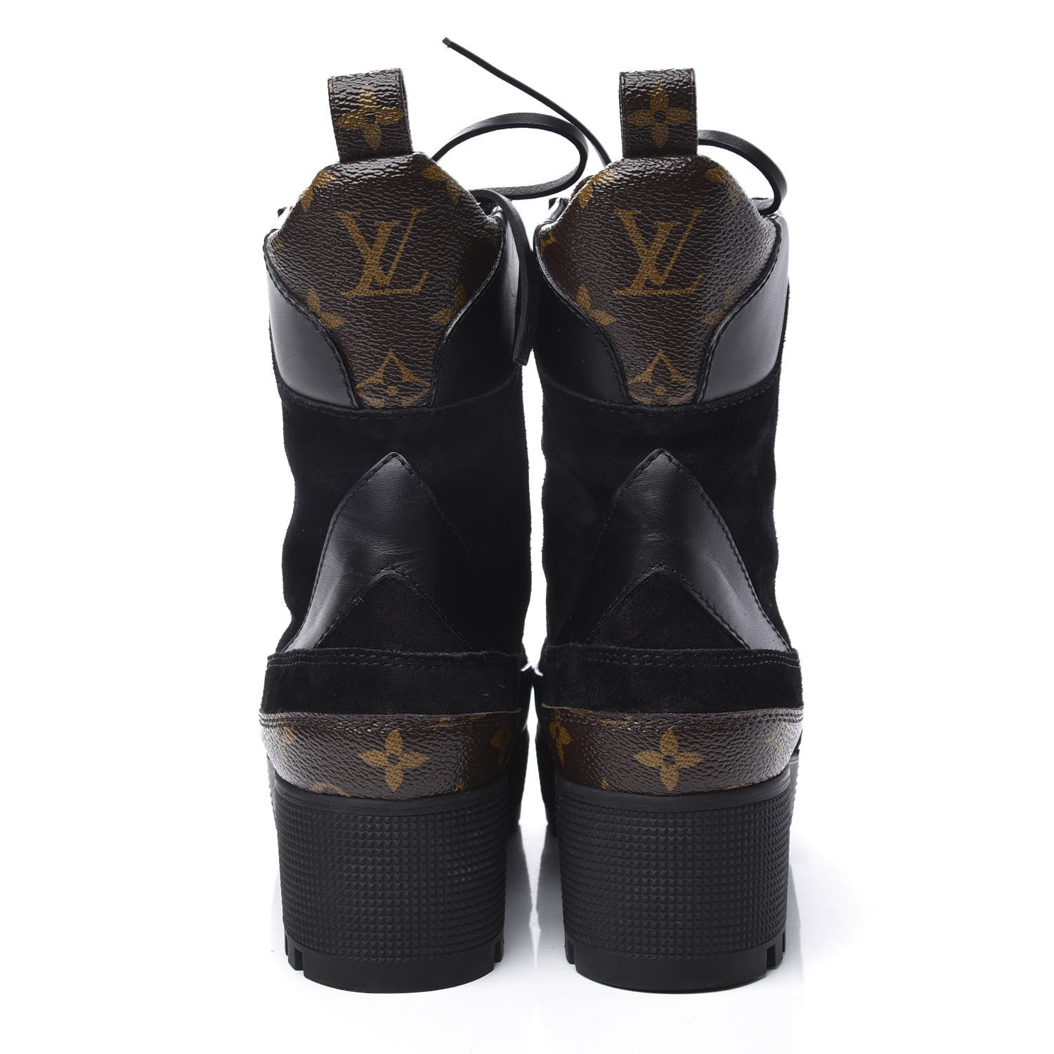 Louis Vuitton Suede Calfskin Monogram Laureate Platform Desert Boots 37.5 Black 7 of 11