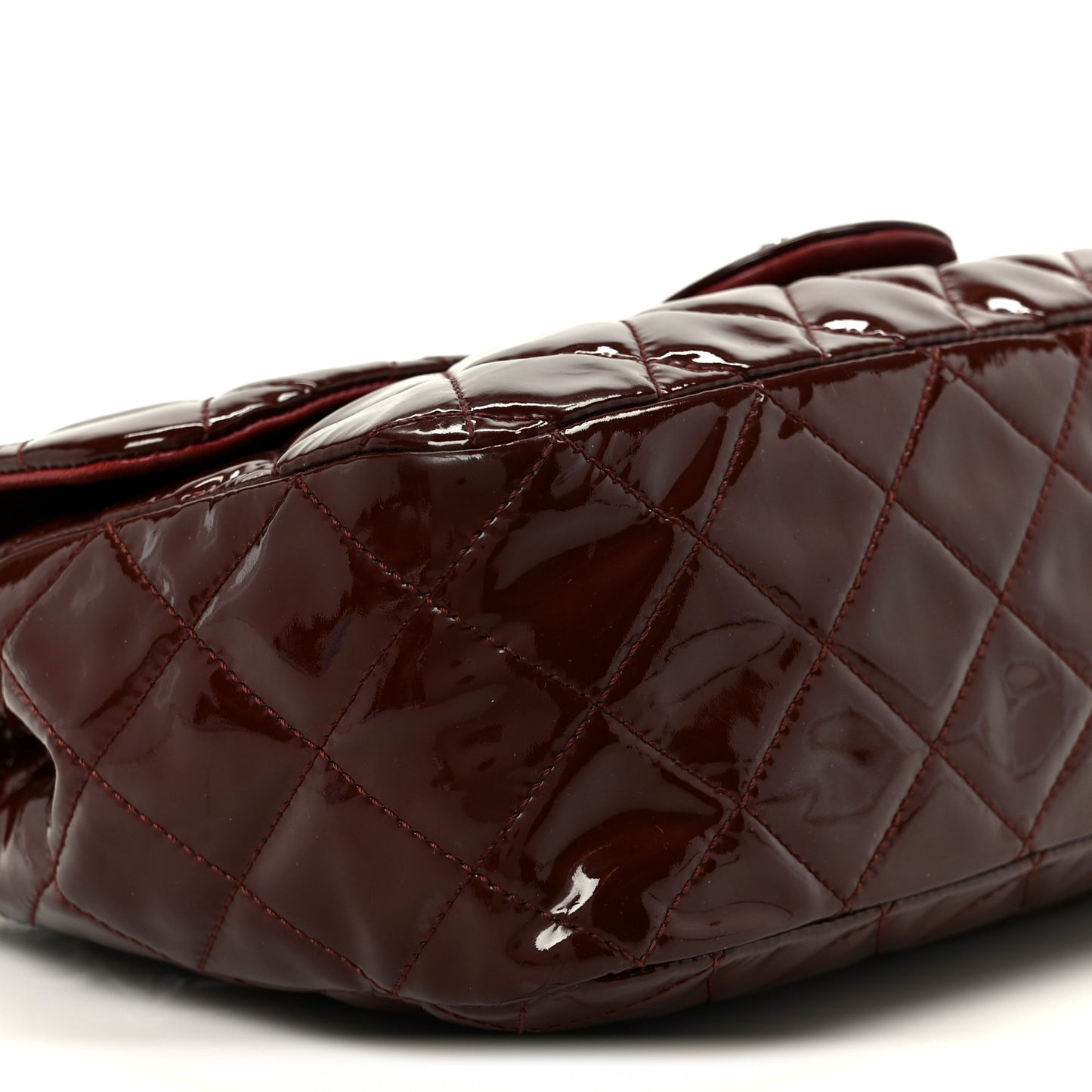 Crinkled Patent Quilted Jumbo Single Flap Burgundy