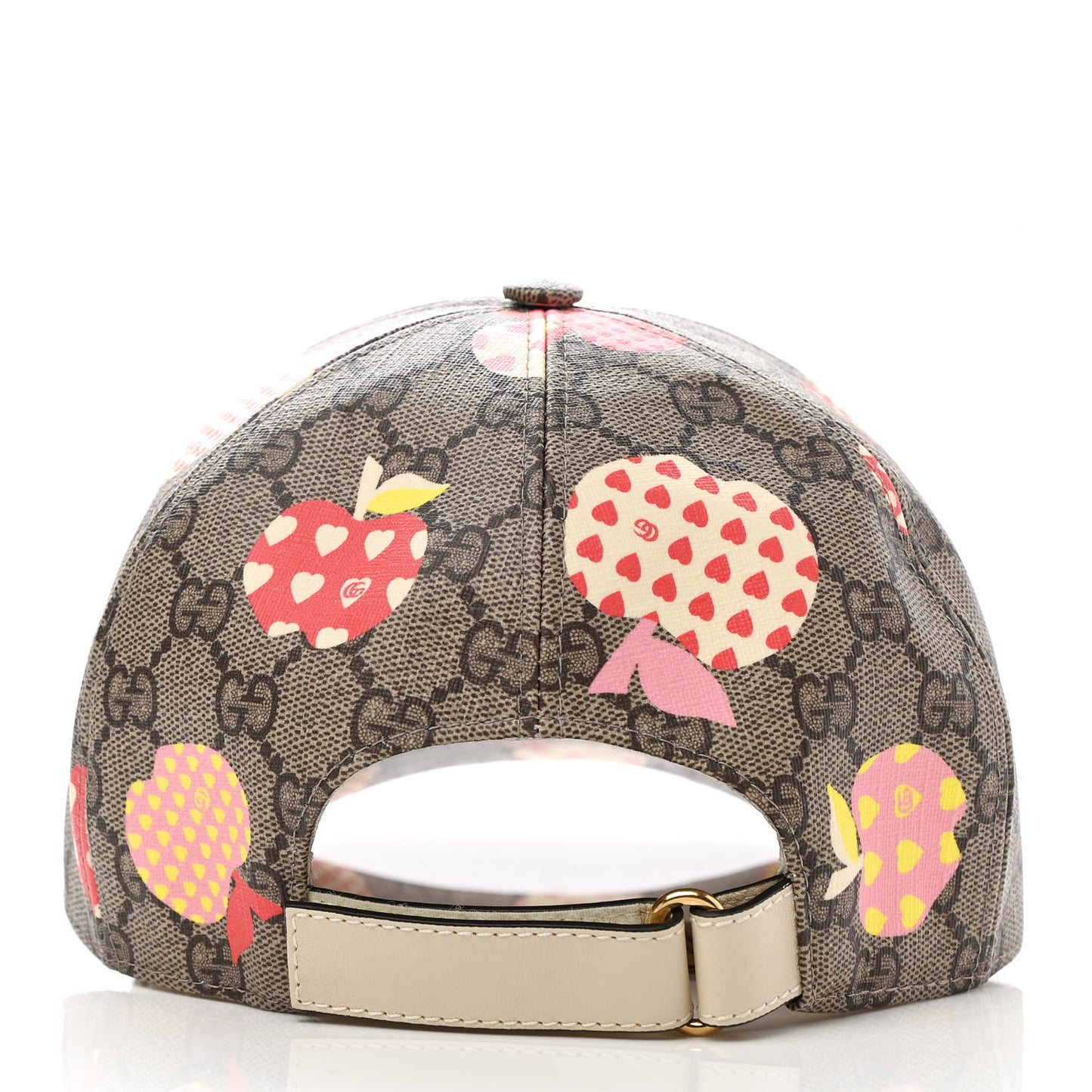 GG Supreme Monogram Les Pommes Baseball Hat L Beige Multicolor