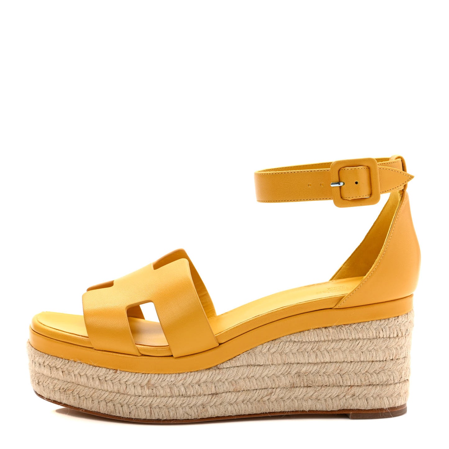 Goatskin Elda Espadrille Wedge Sandals 39 Jaune Sable