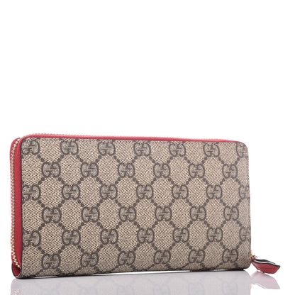 Gucci GG Supreme Monogram Kingsnake Heart Embroidered Zip Around Wallet Red 3 of 9