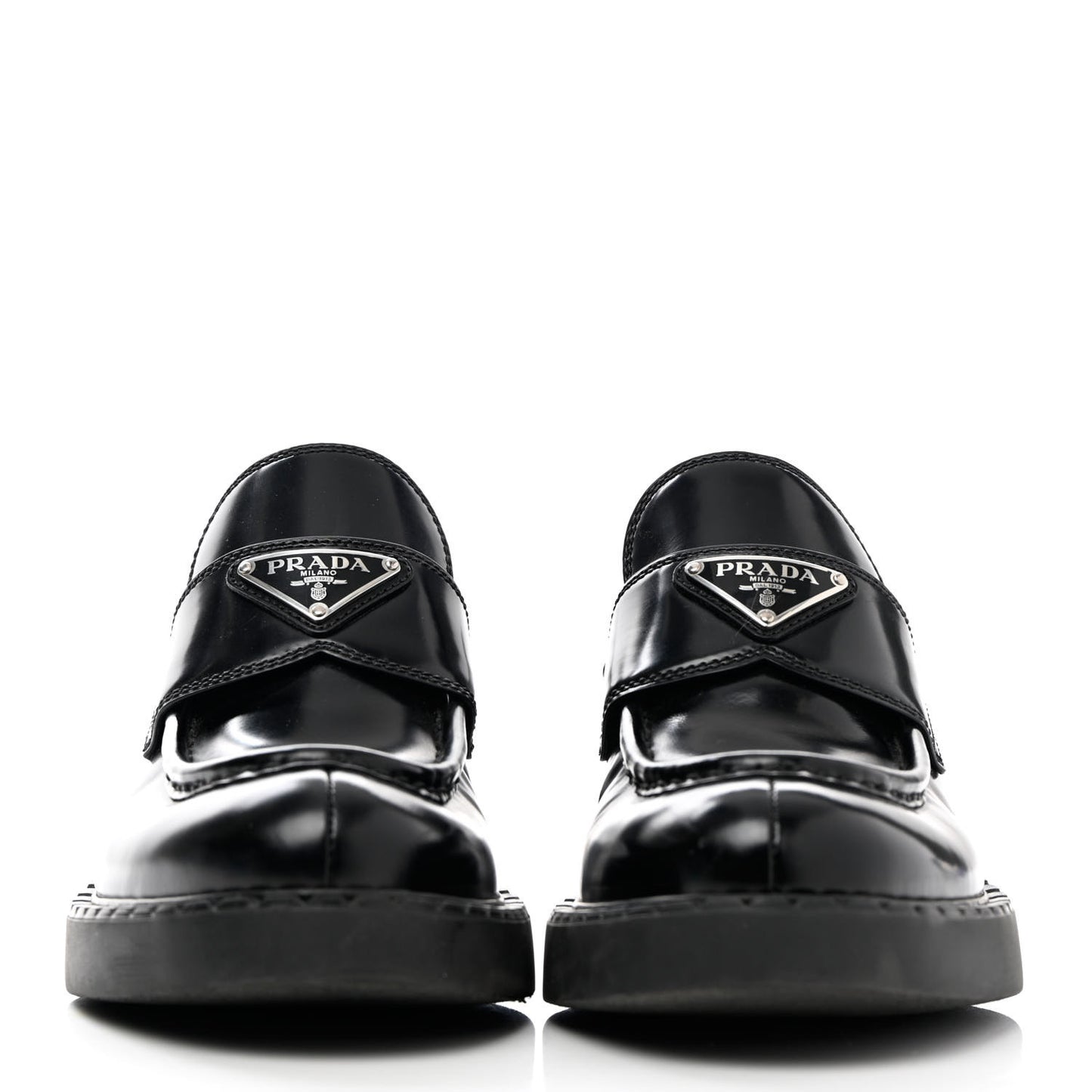 Spazzolato Metal Triangle Logo 50mm Loafers 38.5 Black