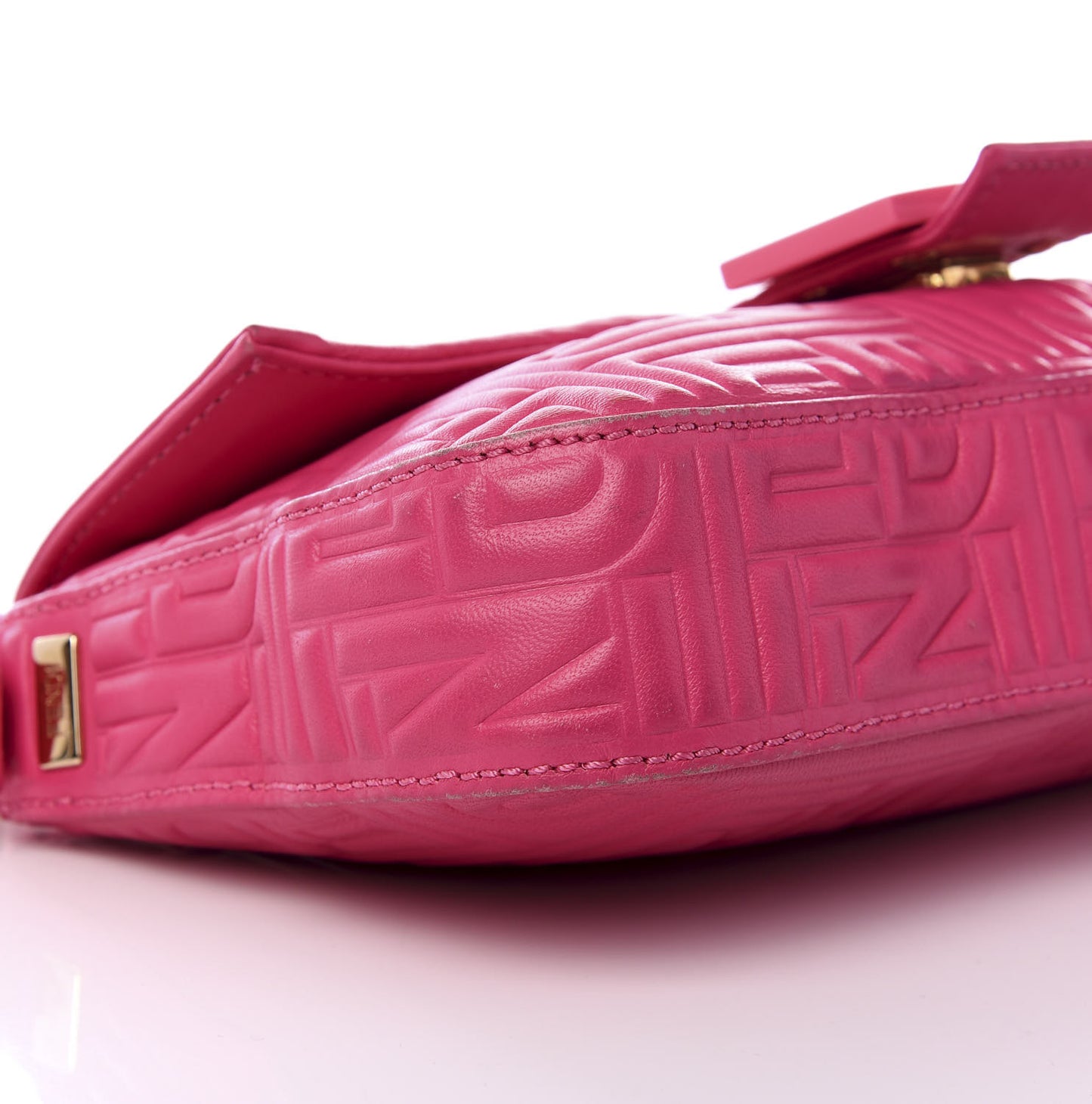 Nappa Logo Embossed Baguette Fuchsia