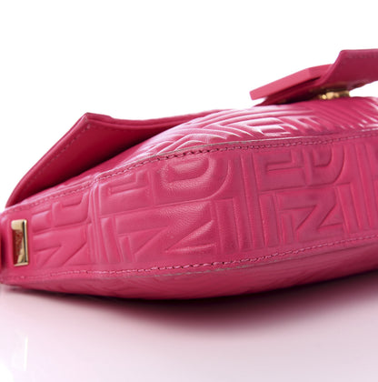 Fendi Nappa Logo Embossed Baguette Fuchsia 6 of 8