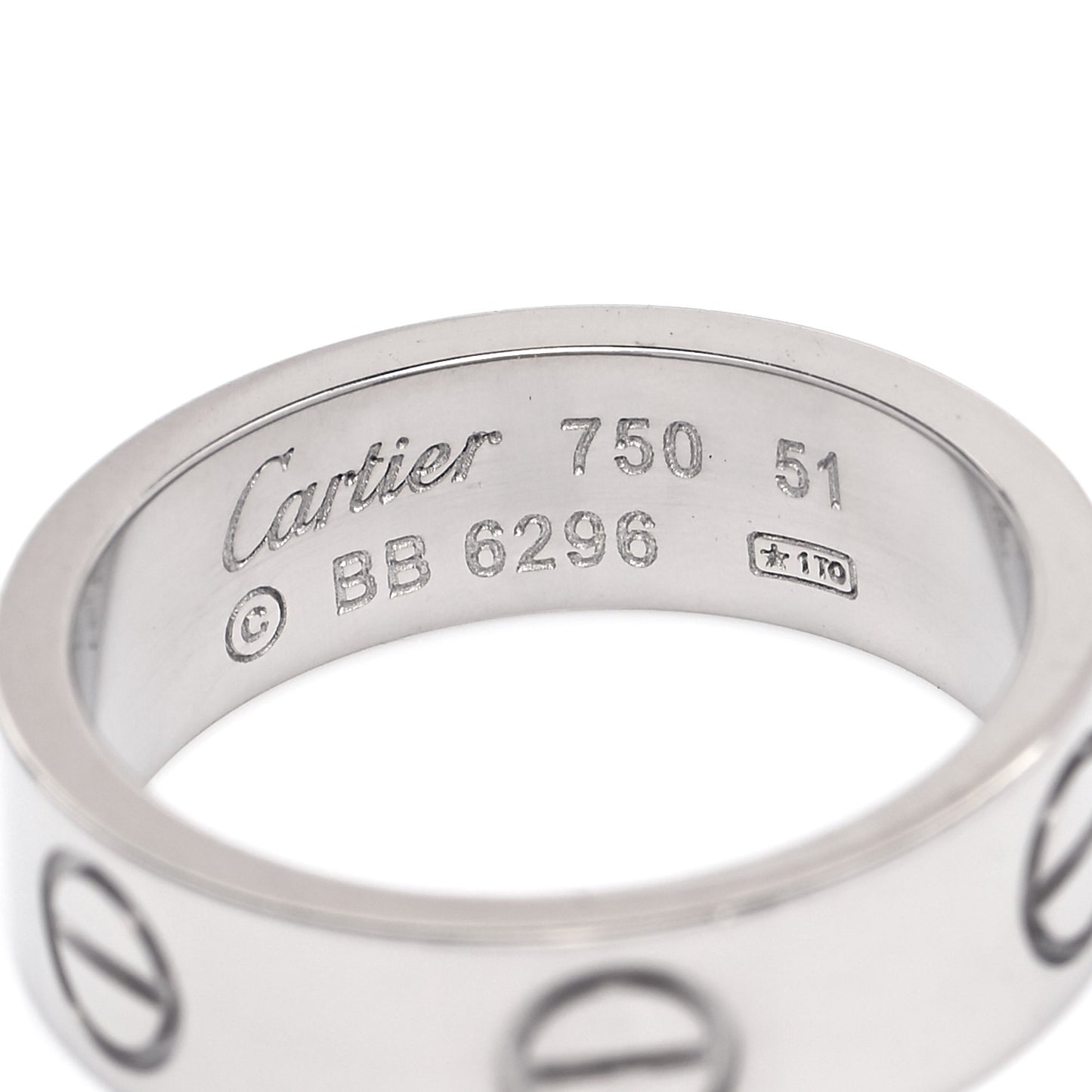18K White Gold 5.5mm LOVE Ring 51 5.75