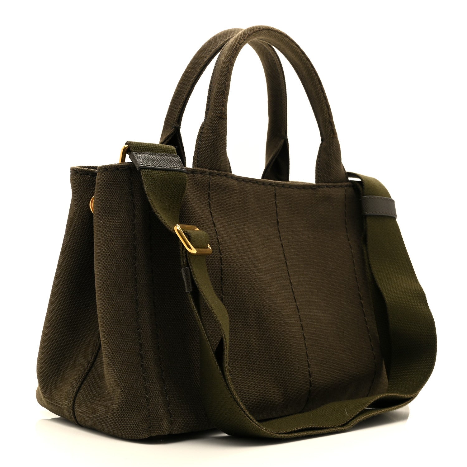 Prada Denim Small Logo Tote  Green 3 of 10
