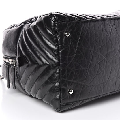 Chanel Aged Calfskin Chevron Large Soft Bowling Bag Black 8 of 12