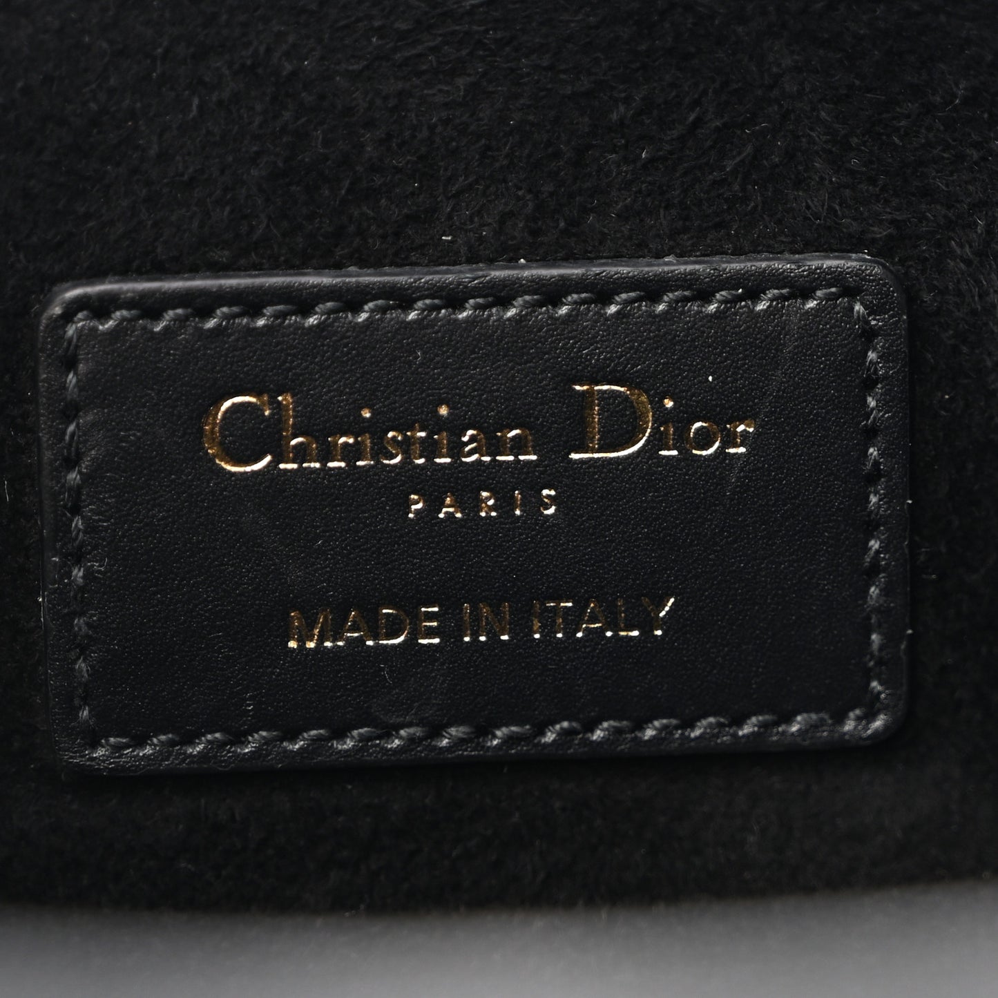 Calfskin CD Embossed Medium C'est Chain Bucket Bag Black