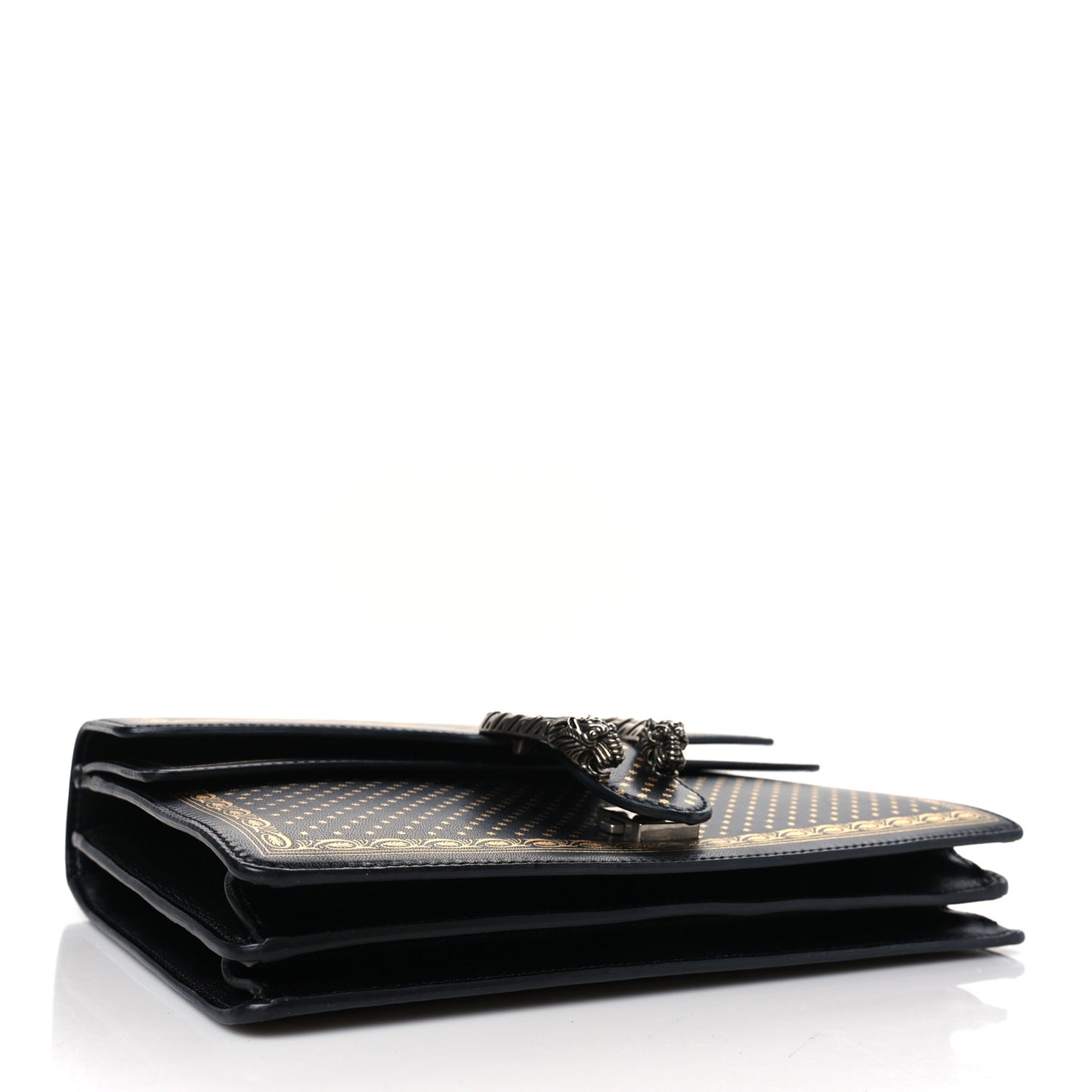 X SEGA Calfskin GUCCY Stars Medium Dionysus Shoulder Bag Black Gold