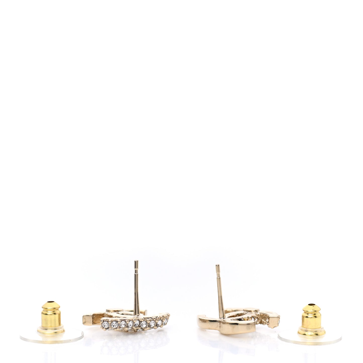 Crystal Metal CC Earrings Gold