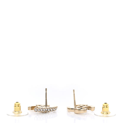 Chanel Crystal Metal CC Earrings Gold 3 of 5