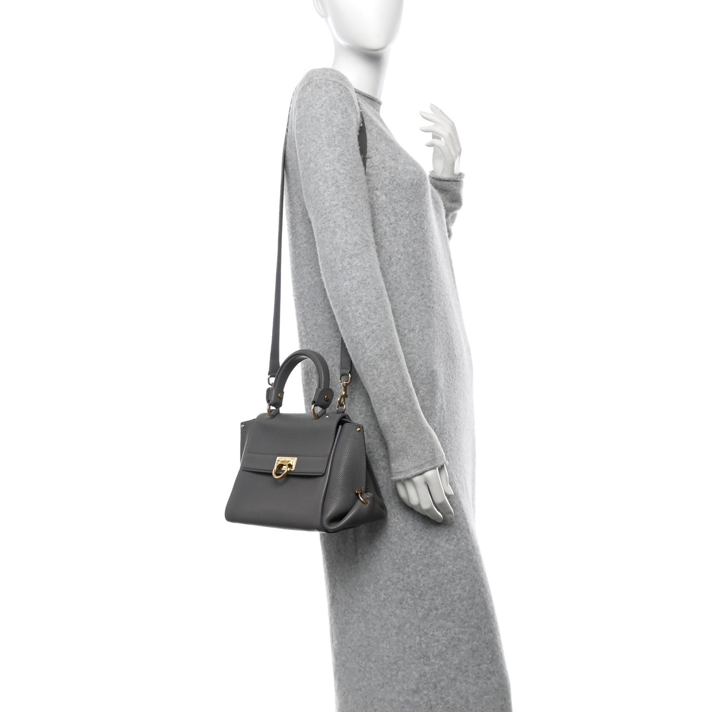 Grained Calfskin Sofia Satchel Urban Grey
