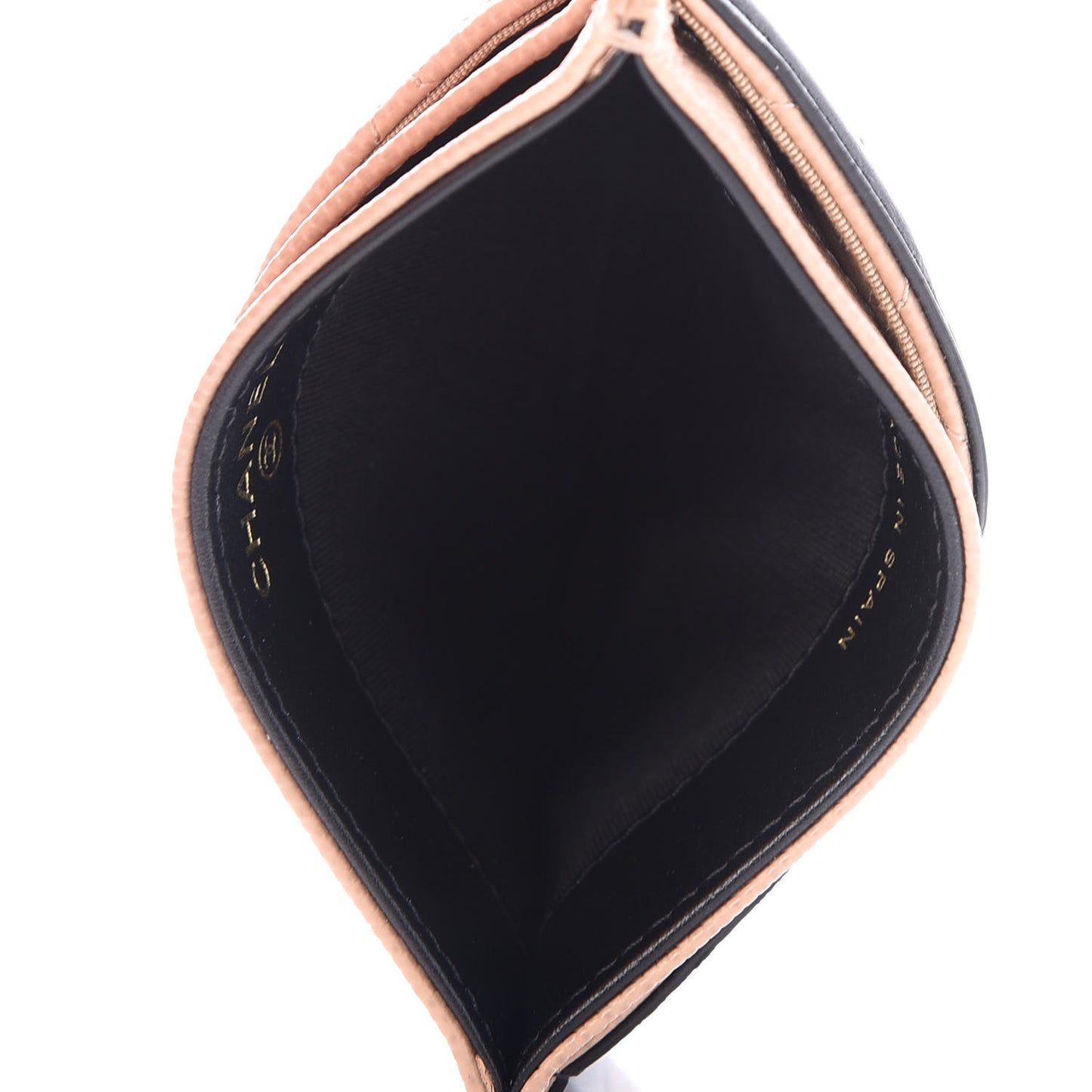 Caviar Quilted Filigree Card Holder Beige Black