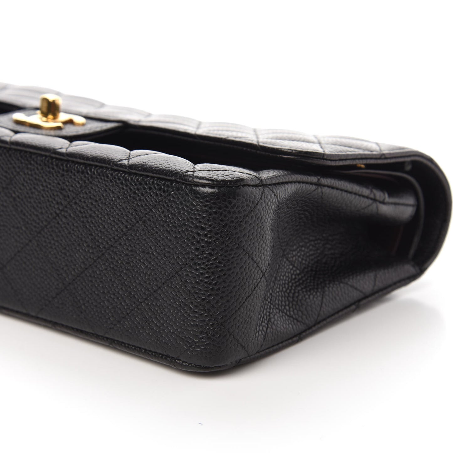 Caviar Quilted Medium Double Flap Black