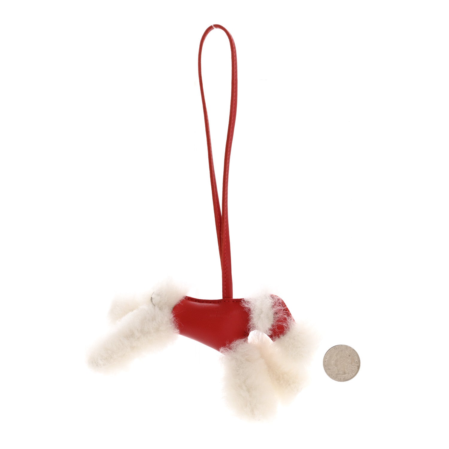 Hermes Milo Lambskin Shearling Budy Charm Rouge Radieux 2 of 4