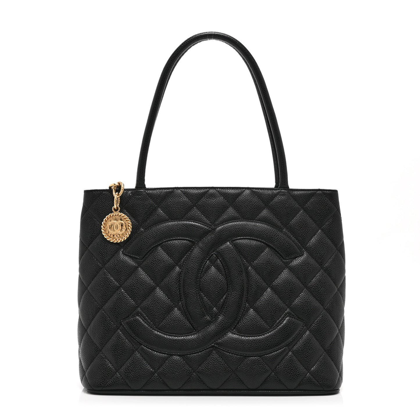 Caviar Quilted Medallion Tote Black