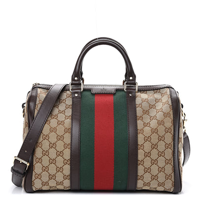 Gucci Monogram Vintage Web Medium Boston Dark Brown 1 of 11