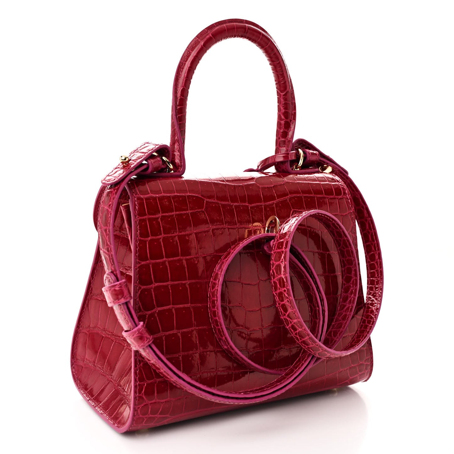 Crocodile Mini Brillant Satchel Pink