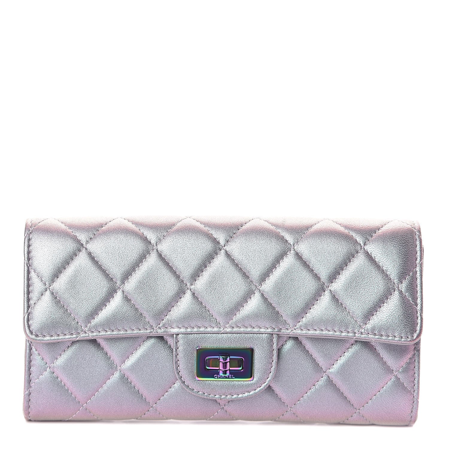 Chanel Iridescent Lambskin Quilted Reissue Large Gusset Flap Wallet Light Purple 1 of 8