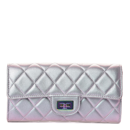 Chanel Iridescent Lambskin Quilted Reissue Large Gusset Flap Wallet Light Purple 1 of 8