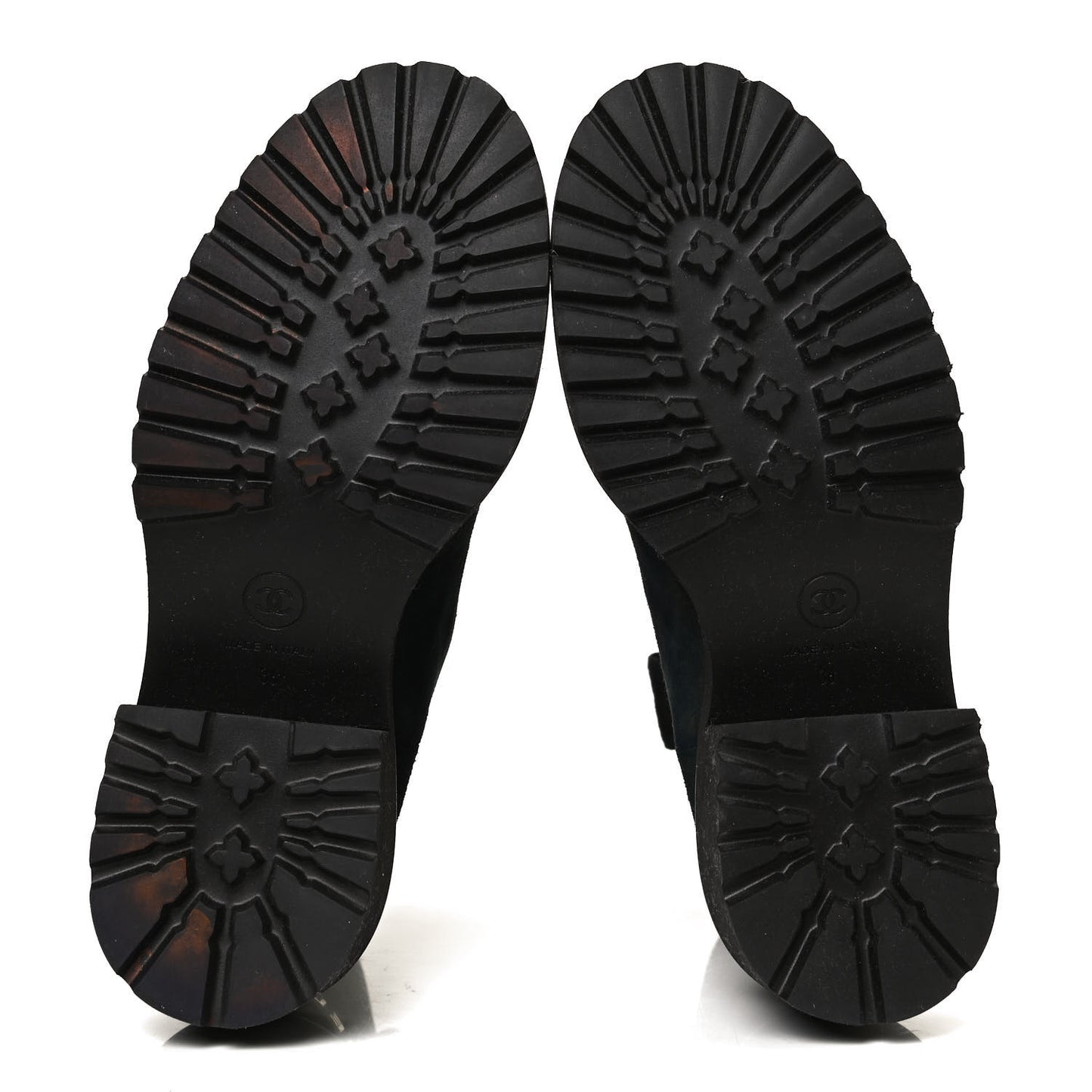 Suede Calfskin CC Cap Toe Boots 36 Navy Black