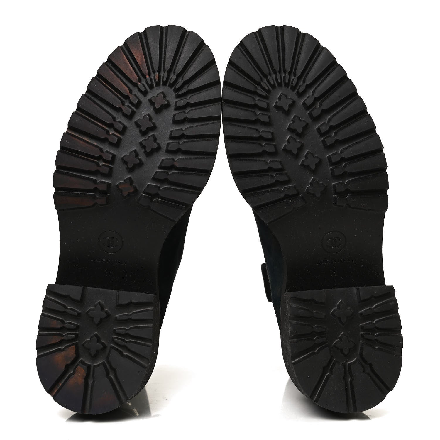 Chanel Suede Calfskin CC Cap Toe Boots 36 Navy Black 7 of 13