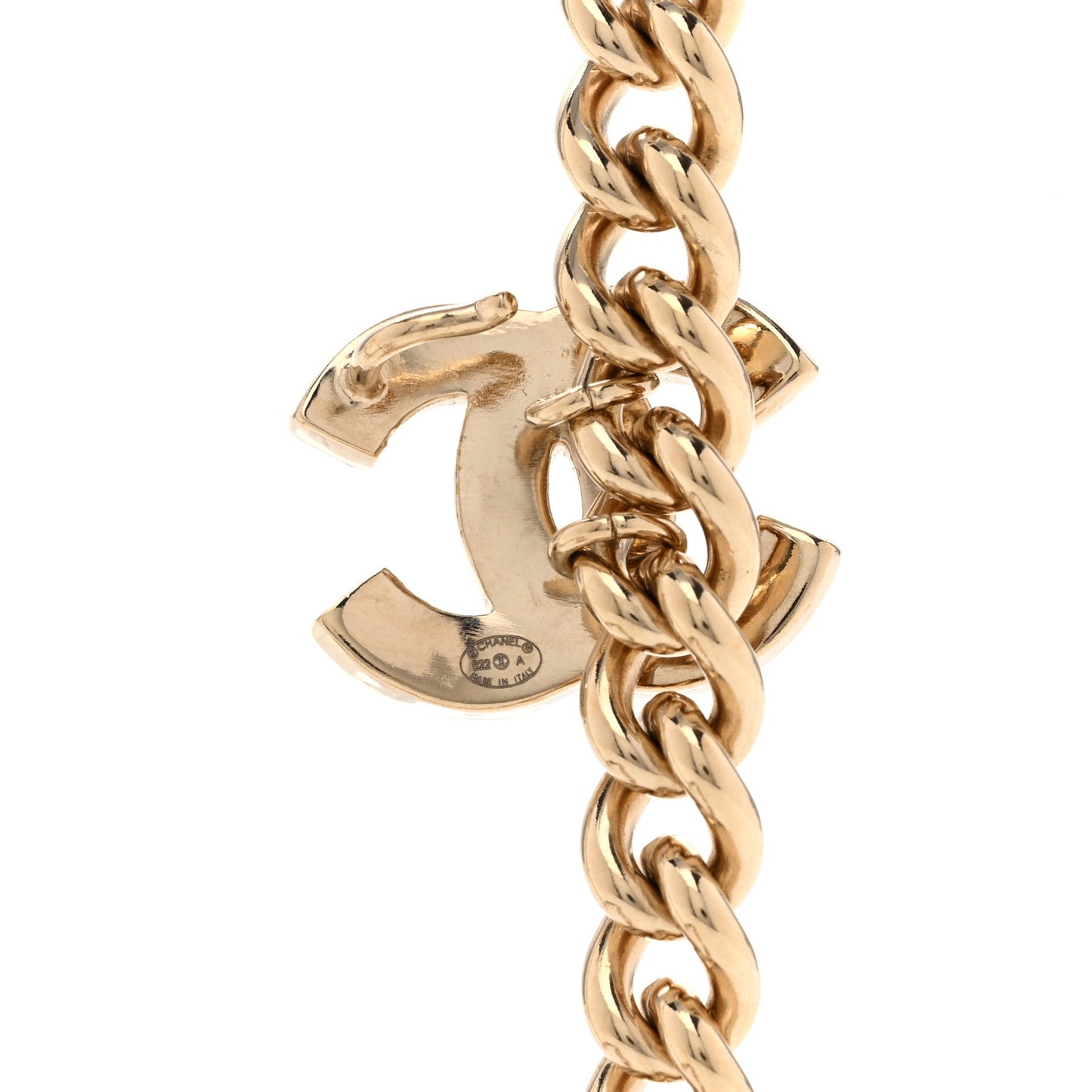 Enamel CC Lariat Necklace Black Gold Black