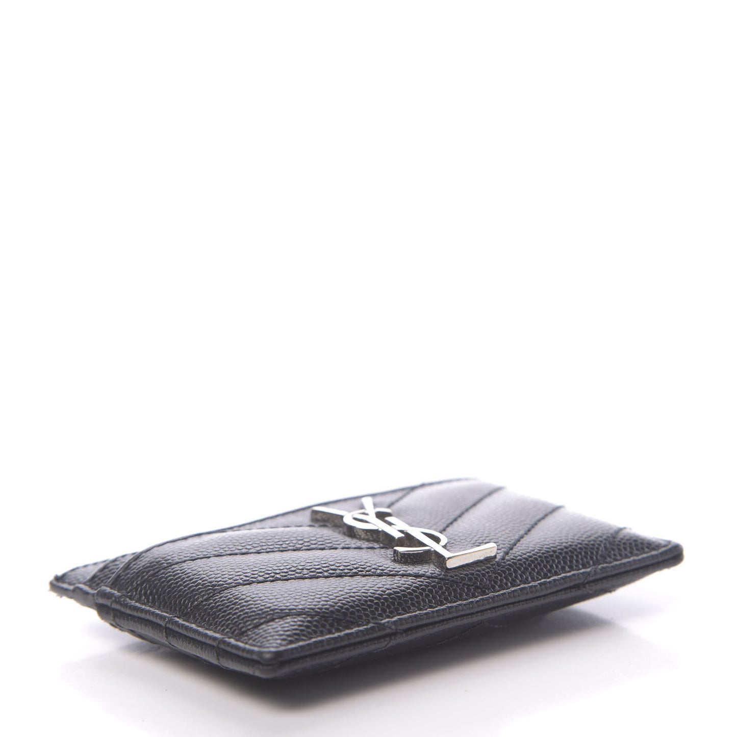 Grain De Poudre Matelasse Chevron Monogram Credit Card Case Black