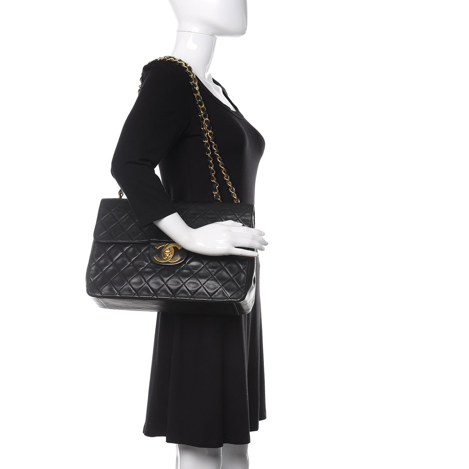 Chanel Lambskin Quilted XL Jumbo Single Flap Black 2 of 10