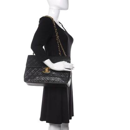 Chanel Lambskin Quilted XL Jumbo Single Flap Black 2 of 10