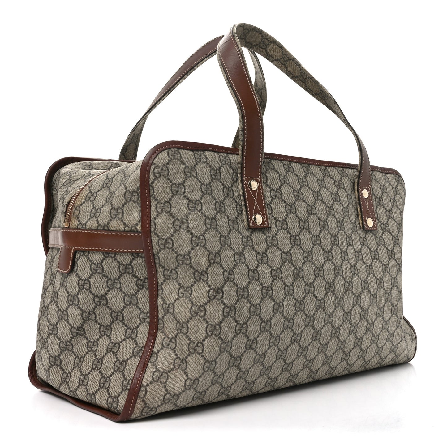 GG Plus Monogram Large Signature Web Loop Carry On Duffle Bag Beige Ebony