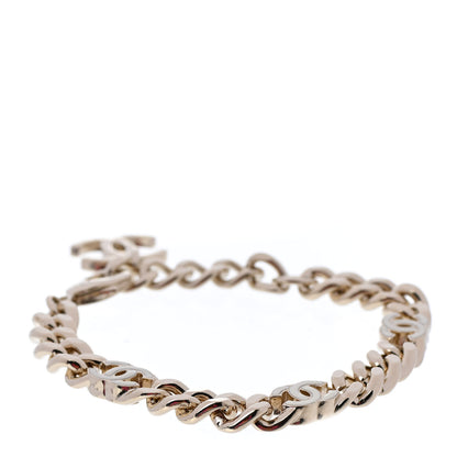 Chanel Enamel Metal CC Chain Bracelet Gold White 3 of 5