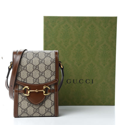 Gucci GG Supreme Monogram Mini Horsebit 1955 Crossbody Bag Beige Brown Sugar 11 of 11