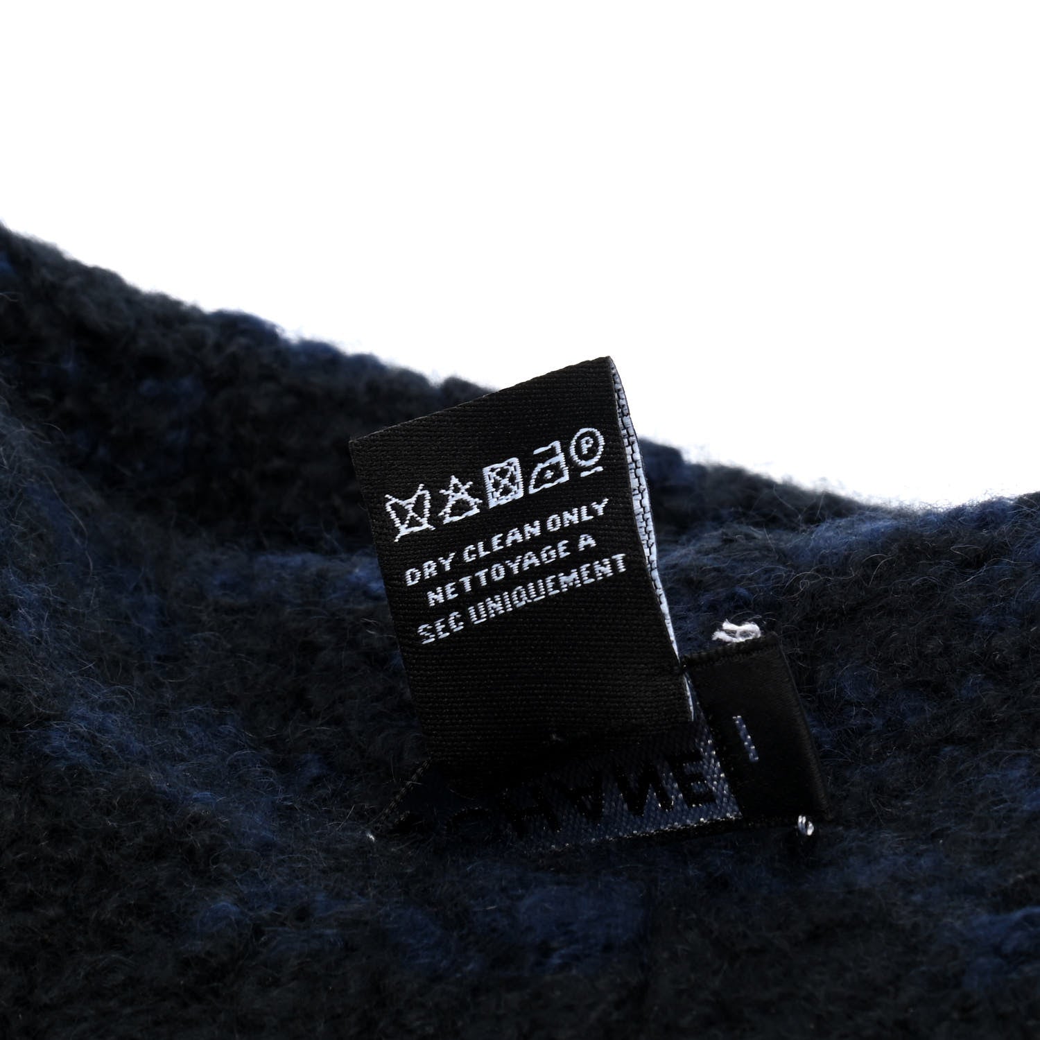 Chanel Cashmere Blend CC Beanie Hat Black Dark Blue 4 of 5