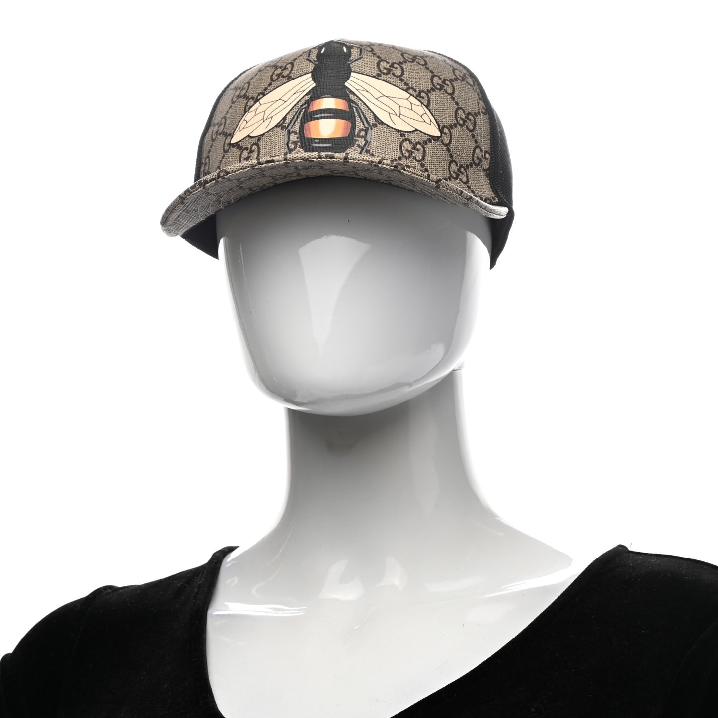 GG Supreme Monogram Bee Print Baseball Hat M Beige