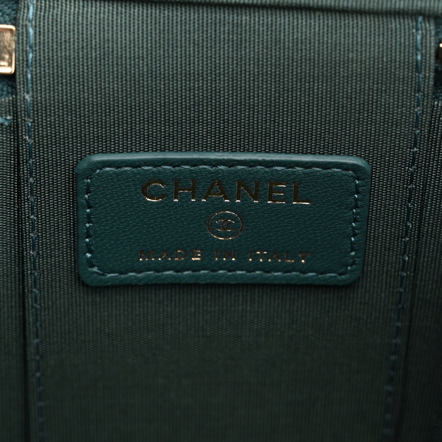 Lambskin Quilted Top Handle Mini Vanity Case With Chain Green