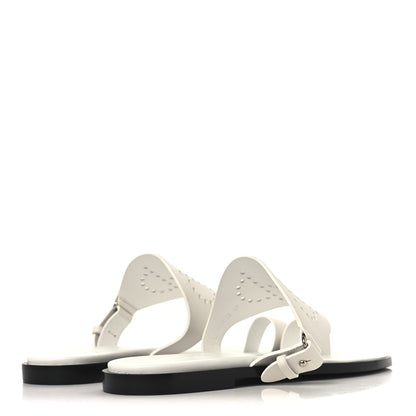 Hermes Calfskin Perforated Hera Sandals 36 White 5 of 9