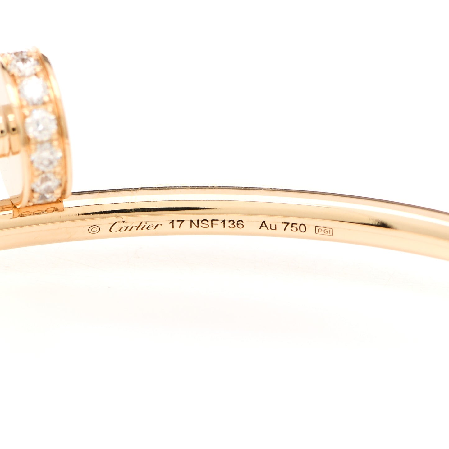 18K Yellow Gold Diamond Small Juste Un Clou Bracelet 17