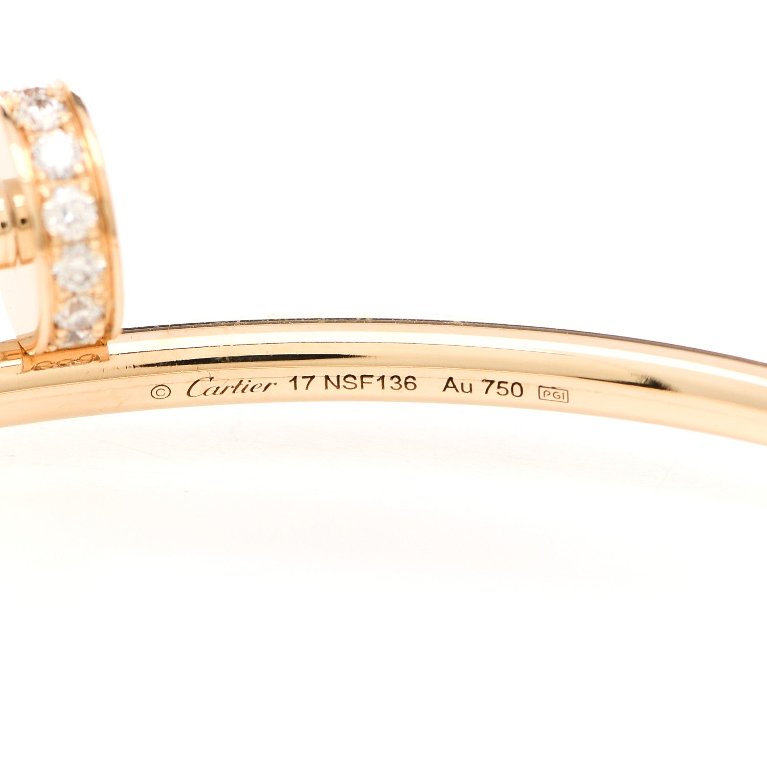 Cartier 18K Yellow Gold Diamond Small Juste Un Clou Bracelet 17 3 of 4
