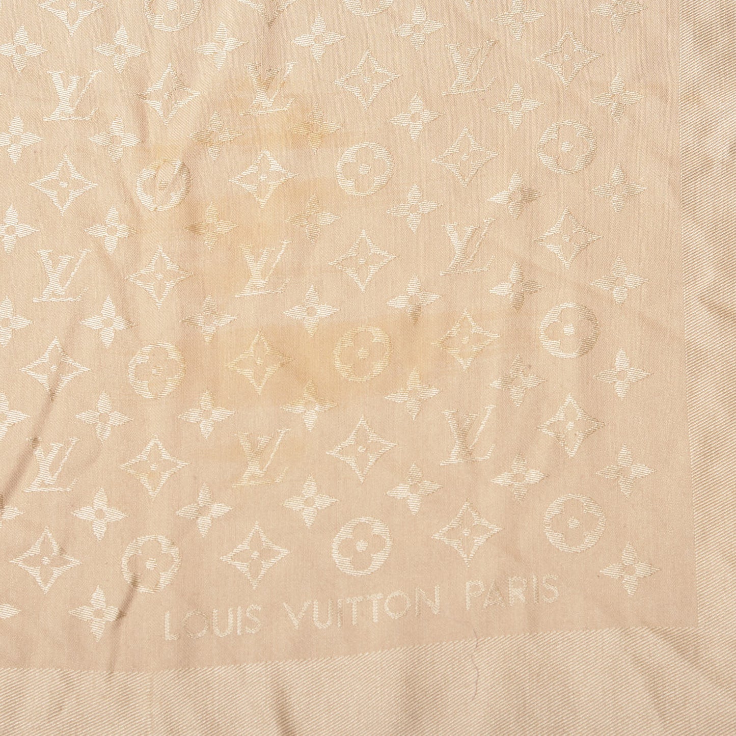 Silk Wool Monogram Shine Shawl Gold
