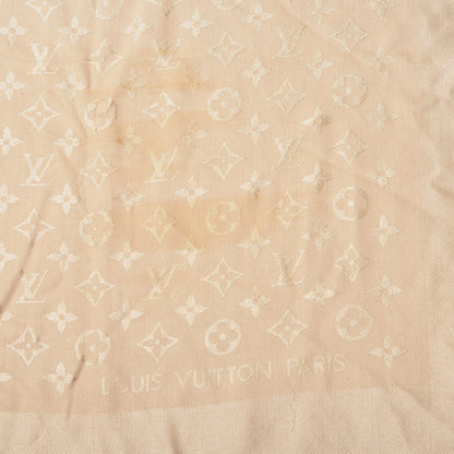 Louis Vuitton Silk Wool Monogram Shine Shawl Gold 2 of 3