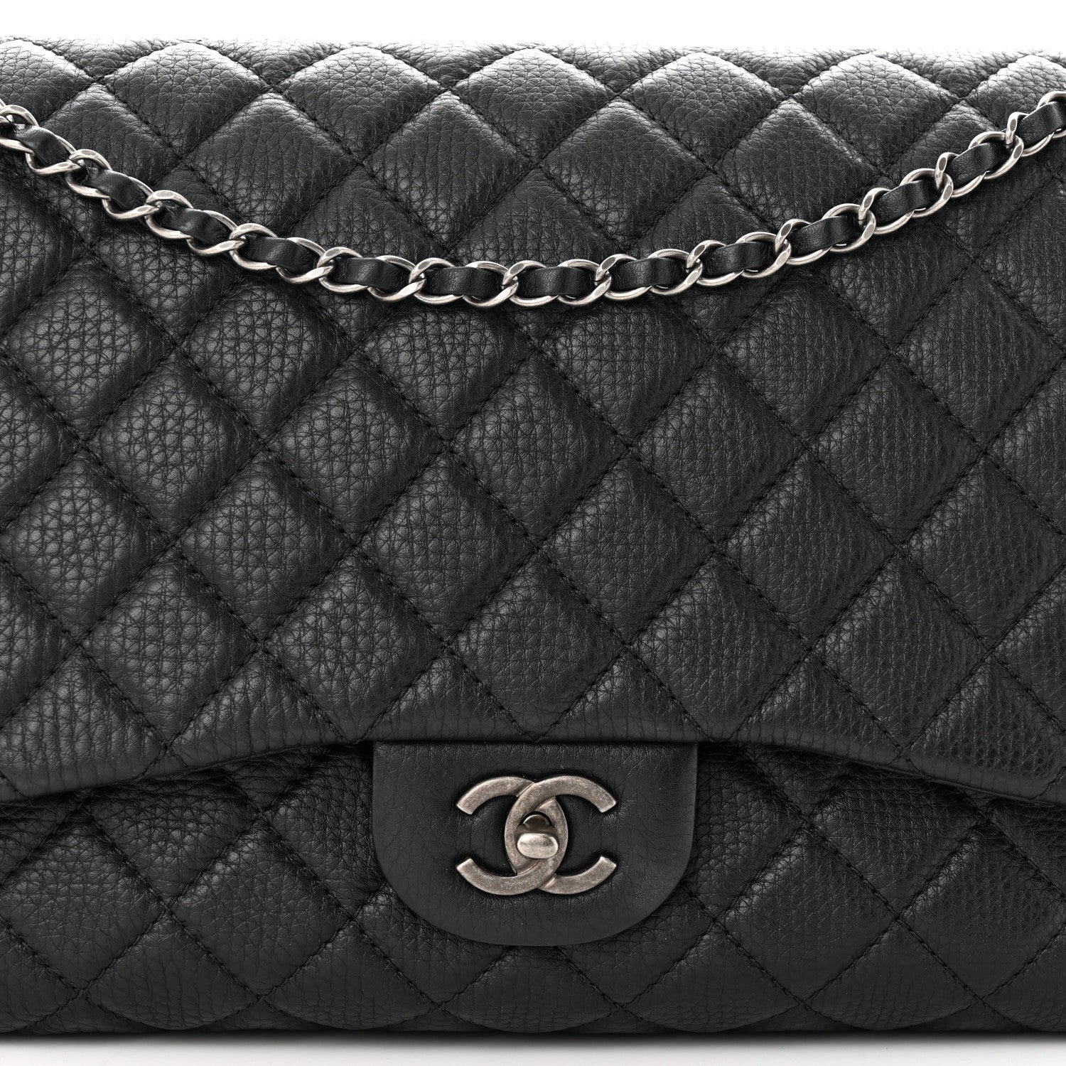 Chanel Grained Calfskin Quilted Small XXL Travel Flap Bag Black 8 of 10