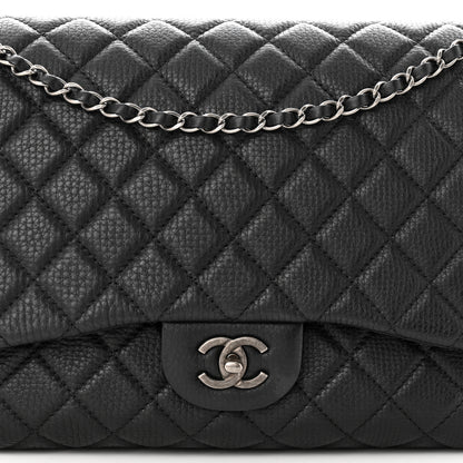 Chanel Grained Calfskin Quilted Small XXL Travel Flap Bag Black 8 of 10