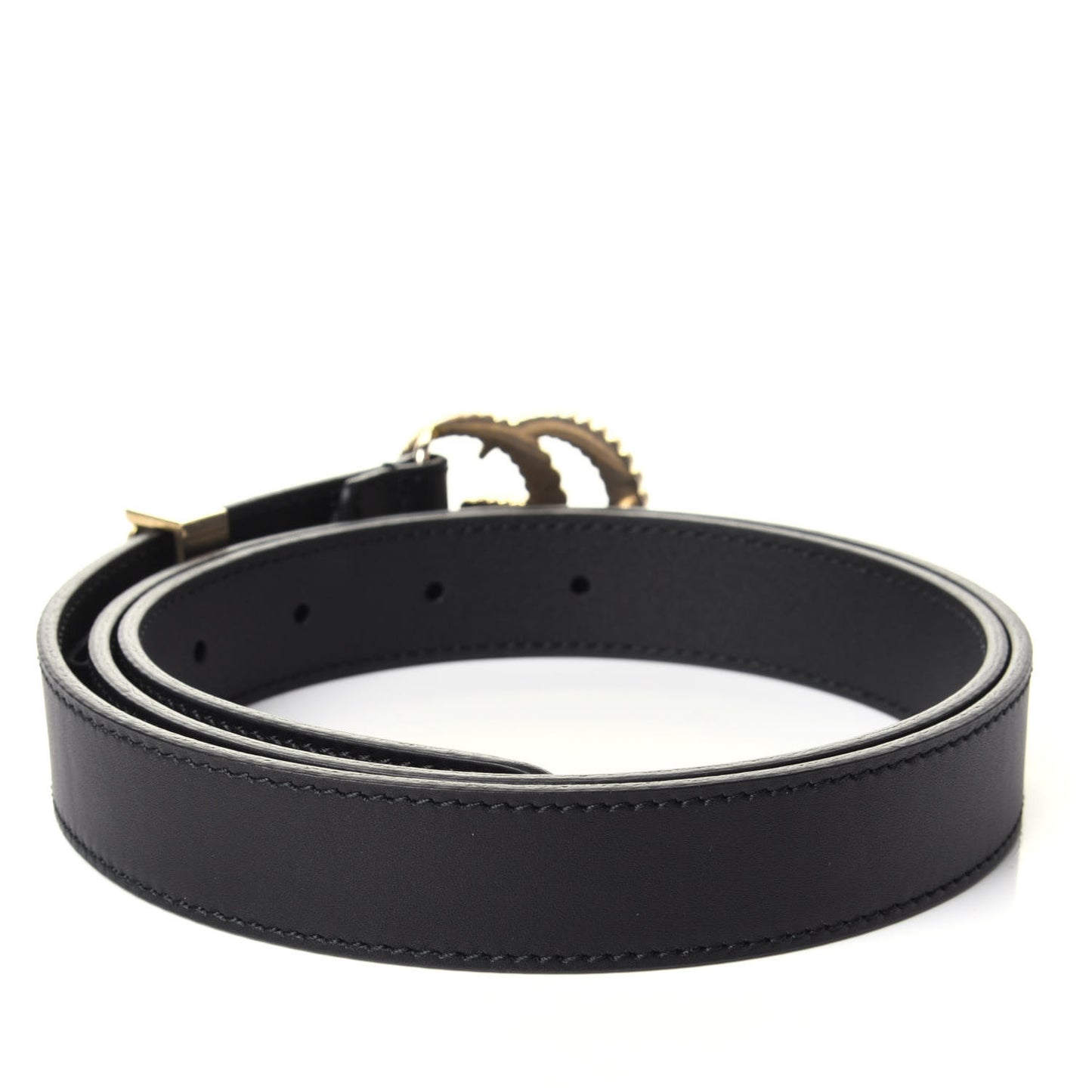 Moon Calfskin Torchon Double G 25mm Belt 90 36 Black