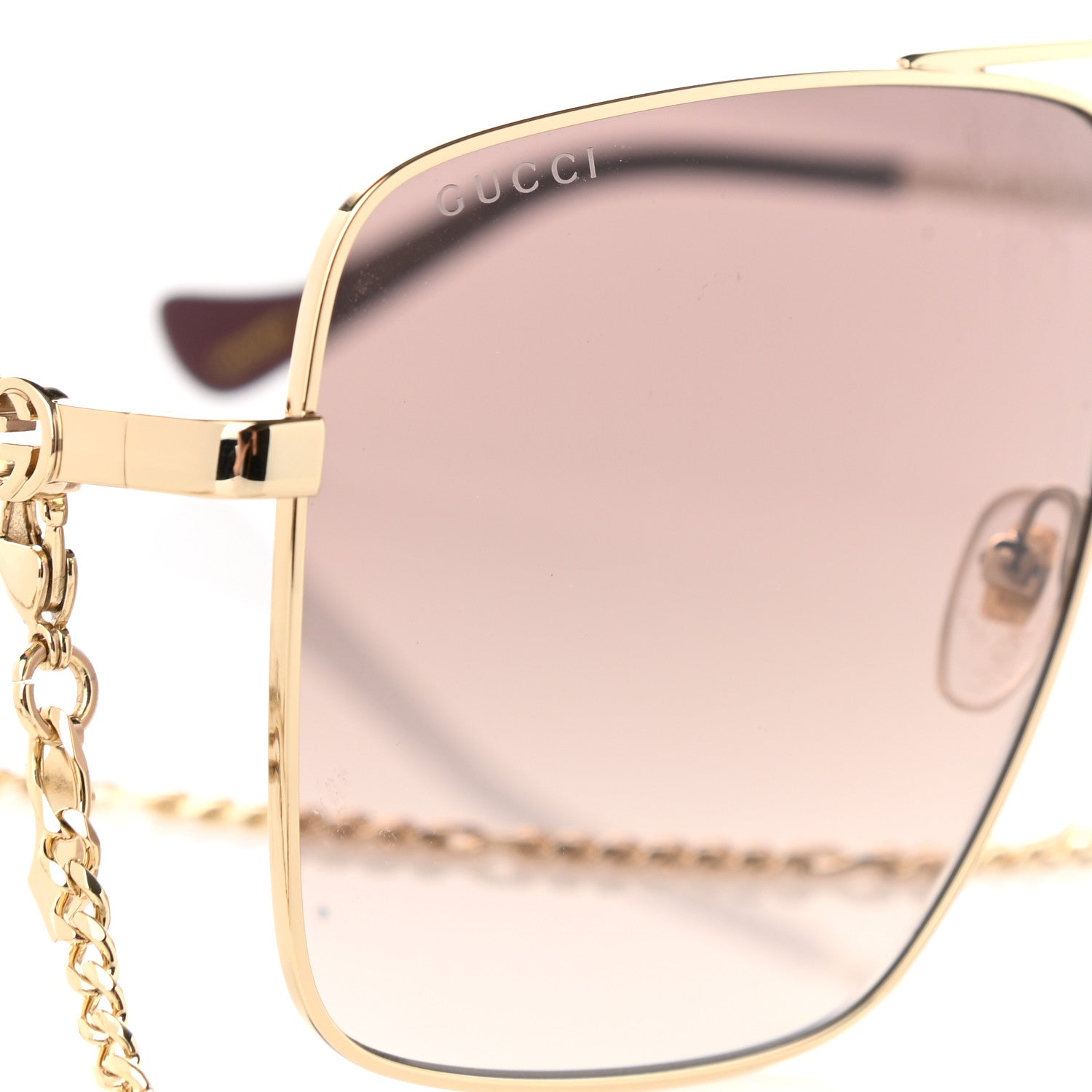 Gucci Metal Navigator Square Chain Sunglasses GG1089S Gold Pink 7 of 8