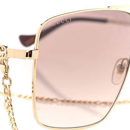 Gucci Metal Navigator Square Chain Sunglasses GG1089S Gold Pink 7 of 8