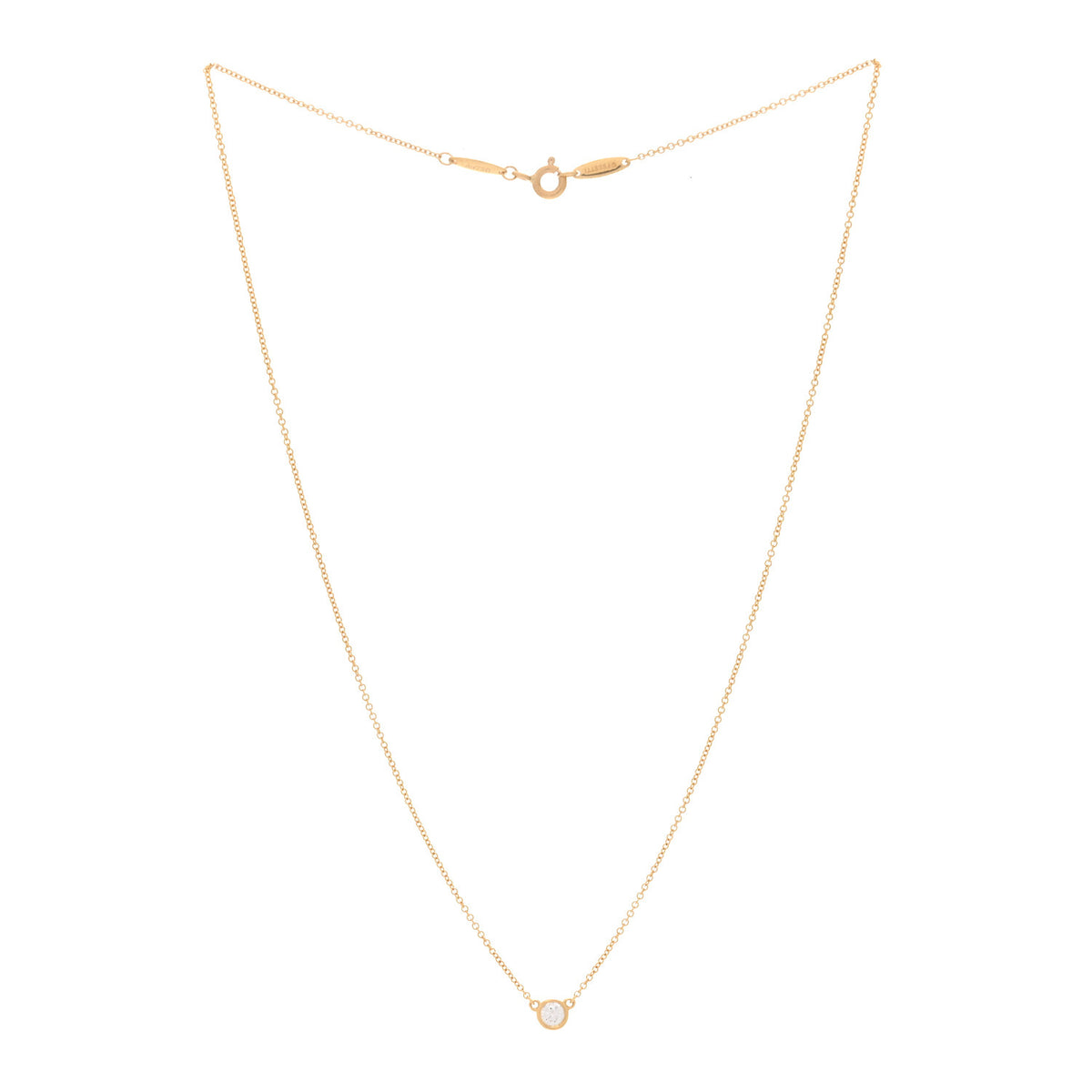 Tiffany 18K Yellow Gold Diamond .15ct Elsa Peretti Diamonds by the Yard Pendant Necklace 3 of 5