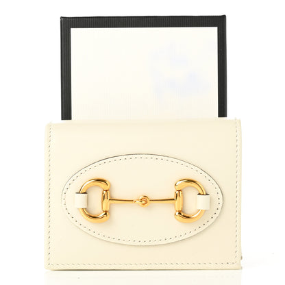 Gucci Boarded Plutone Calfskin Horsebit 1955 Card Case Wallet Mystic White 8 of 8