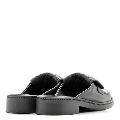 Chanel Lambskin Quilted CC Turnlock Mules 37.5 Grey 5 of 13